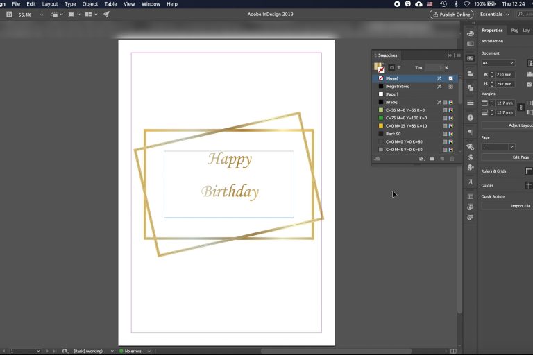 How to create Gold Colour gradient in InDesign (CMYK)
